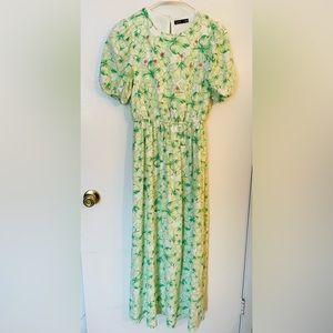 Splash Beaded Midi Dress in Green Floral UK6 US2